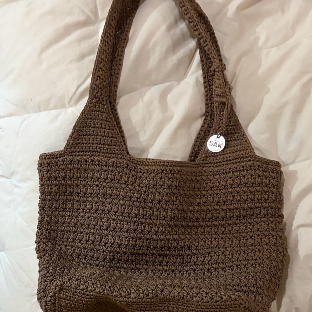 The Sak Brown Crochet Tote with Shoulder Straps